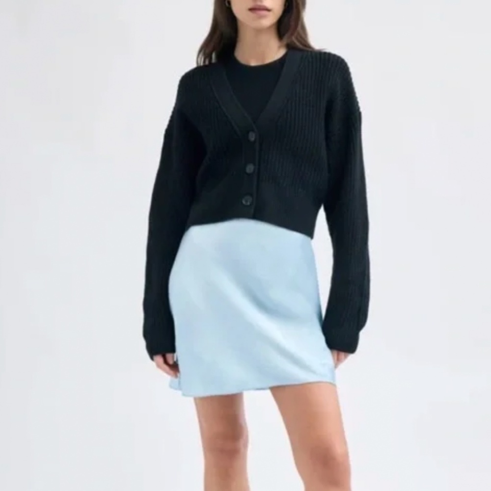 Aritzia Babaton Slip Mini Skirt Light Blue